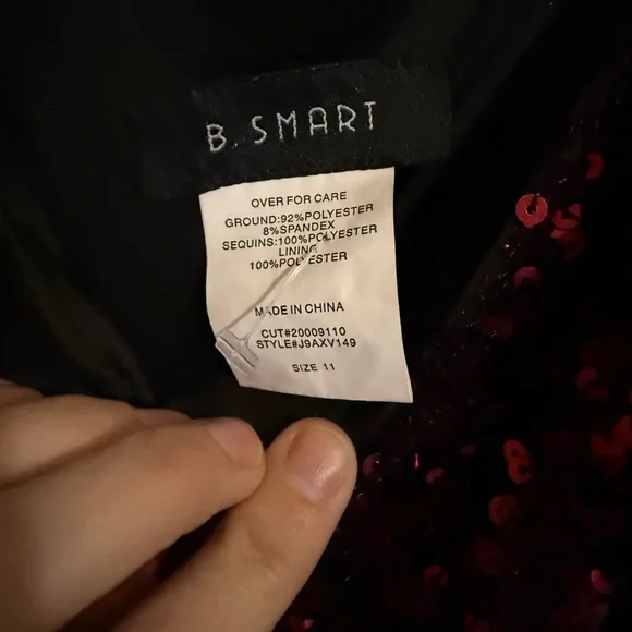 B. Smart Off Shoulder Burgundy and Gold Ombré Sequin Dress - Picture 8 of 8